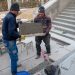11-03, 05,09-2022 Укладка камня на лестничной площадке главн. входа